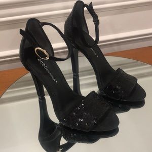 BCBGeneration Black Sequin Heels Size 5